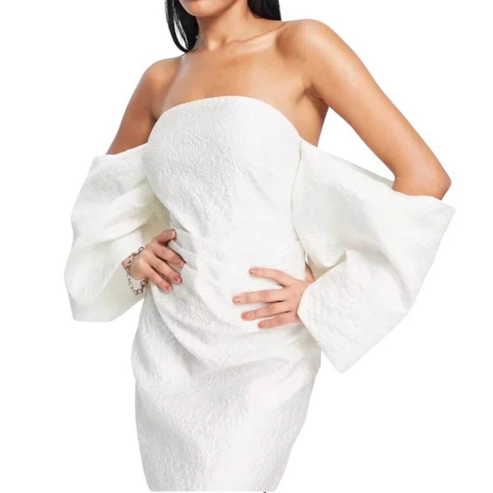 NWT Women's Dress, White Jacquard Mini Dress, ASOS Brand Size 6